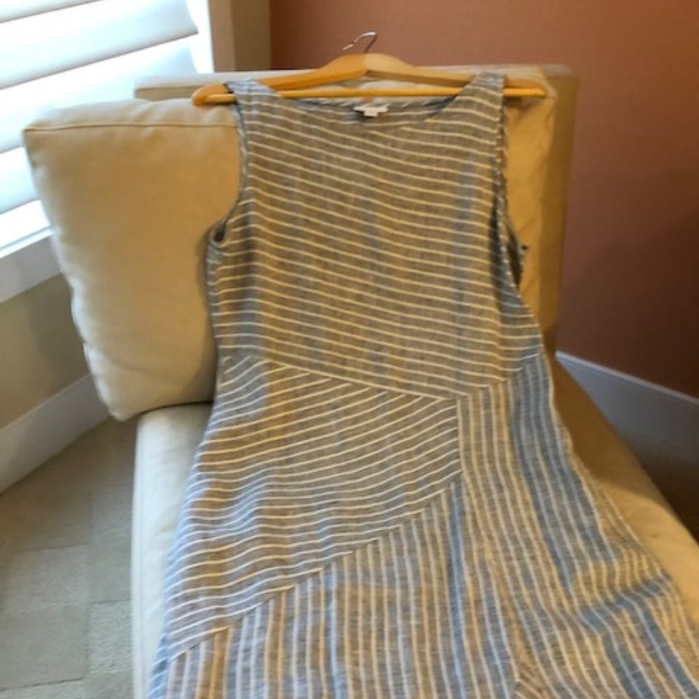 GRAY AND WHITE STRIPED SUN DRESS